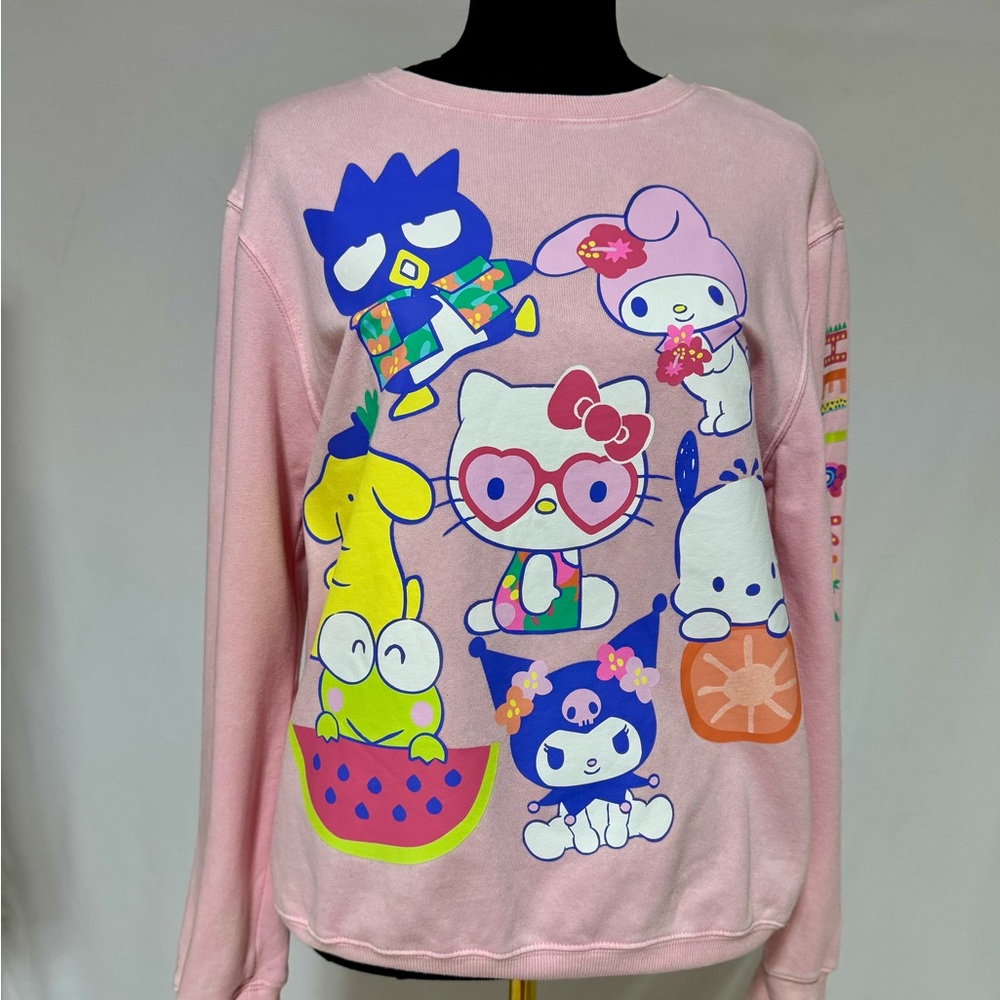 Sanrio Hello Kitty & Friends Pink Sweatshirt | Size M | Vibrant Graphic Crewneck